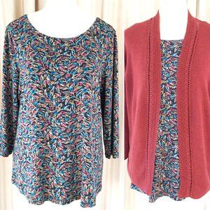 Habitat top with coordinated cardigan